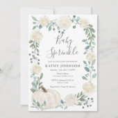 White Greenery Pumpkin Baby Sprinkle Invitation Kaart (Voorkant)