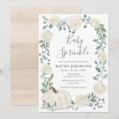 White Greenery Pumpkin Baby Sprinkle Invitation Kaart (Voorkant / Achterkant)