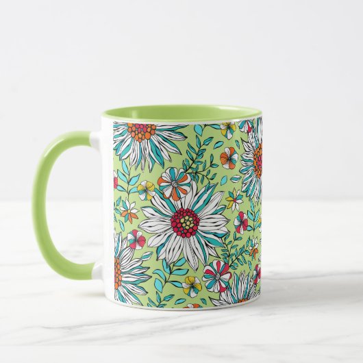 White Greenery Yellow Oranje Red Daisy Flowers Mok (Links)