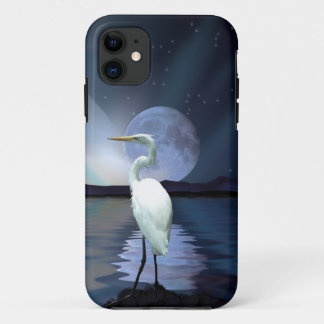 White Gret & Moon Fantasy Wildlife Art Telefoon Ca iPhone 11 Hoesje