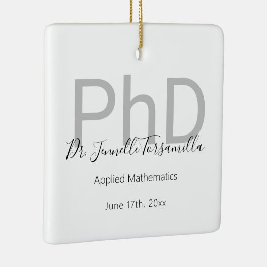 White Grey Afstuderen Naam PhD Afstuderen Keramisch Ornament (Rechts)