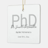 White Grey Afstuderen Naam PhD Afstuderen Keramisch Ornament (Links)