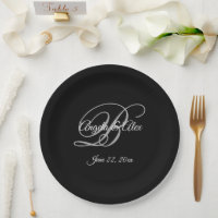 White Grey and Black Fancy Monogram Weddenschap