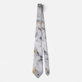 White Grey and Gold Marble Pattern Stropdas