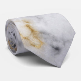 White Grey and Gold Marble Pattern Stropdas