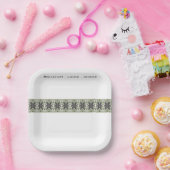 White Grey and Green Square Papieren Bordje (Feest)