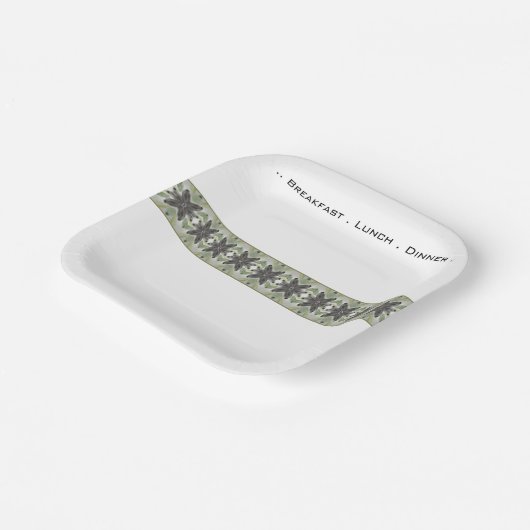 White Grey and Green Square Papieren Bordje (Gebogen)