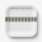 White Grey and Green Square Papieren Bordje (Voorkant)