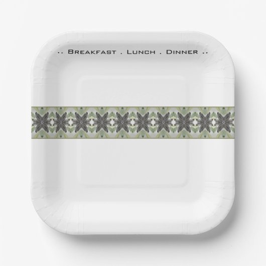 White Grey and Green Square Papieren Bordje (Voorkant)