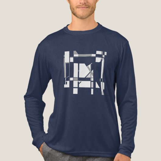 White Grey Art Gameboard Geometrische MCM-geïnspir Tri-Blend Shirt (Voorkant volledig)