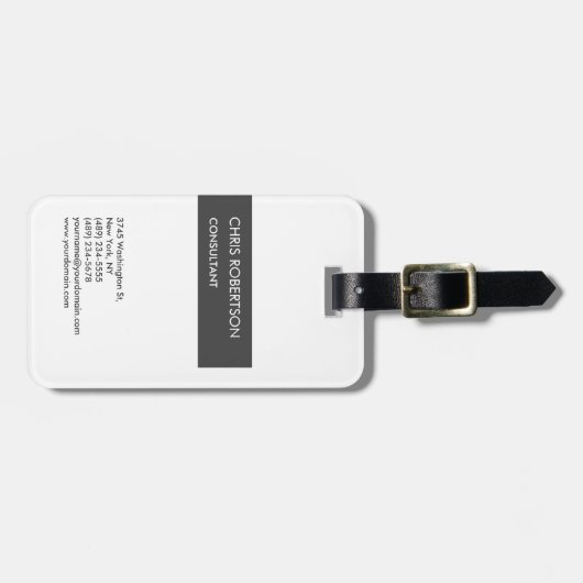 White Grey Attractive Charming Bagagelabel (Voorkant horizontaal)