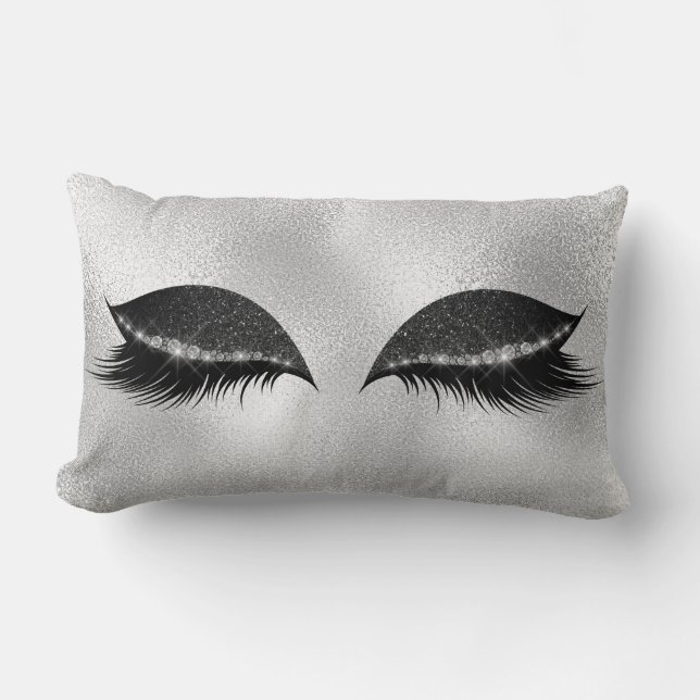 White Grey Black Glass Sleep Glitter Lashes Makeup Kussen (Voorkant)
