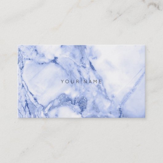 White Grey Blue Navy Marble Vip Visitekaartje (Voorkant)