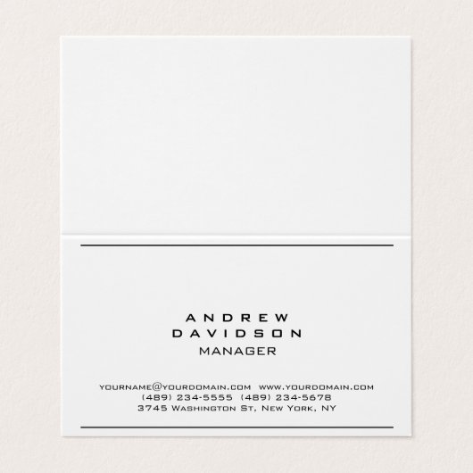 White Grey Border Trendy Plain Chic Visitekaartje (Buitenkant ongevouwen)