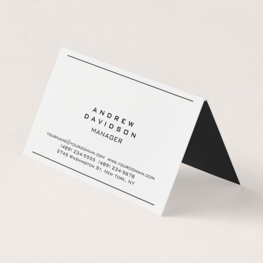 White Grey Border Trendy Plain Chic Visitekaartje (Voorkant)