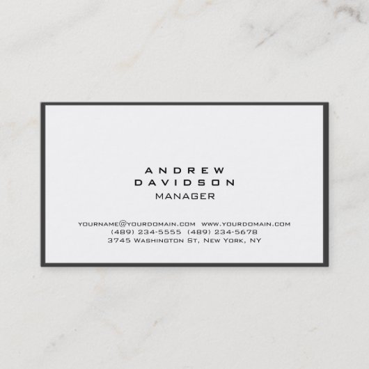 White Grey Border Trendy Plain Chic Visitekaartje (Voorkant)