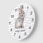 White Grey Bunny Heart Nursery Decor Wall klok (Hoek)