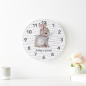 White Grey Bunny Heart Nursery Decor Wall klok (Huis)