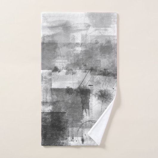 White Grey Burgundy Rustic Modern Abstract 2 Nr56 Bad Handdoek (Handdoek)