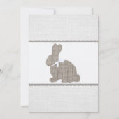 White Grey Burlap Rustic Bunny Easter 1st Birthday Kaart (Achterkant)