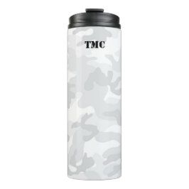 White Grey Camo Black Initialen Sportmod Reis Thermosbeker