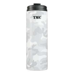 White Grey Camo Black Initialen Sportmod Reis Thermosbeker