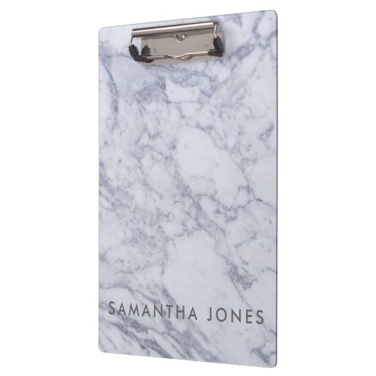 White Grey Carrara Marble Classic Modern Klembord (Links)