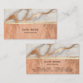 White Grey Carrara Marble Copper Gold Makeup Coral Visitekaartje (Voorkant / Achterkant)