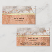 White Grey Carrara Marble Copper Makeup Coral VIP Visitekaartje (Voorkant / Achterkant)