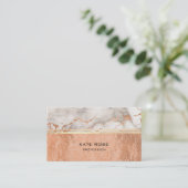 White Grey Carrara Marble Copper Makeup Coral VIP Visitekaartje (Staand voorkant)