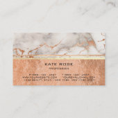 White Grey Carrara Marble Copper Makeup Coral VIP Visitekaartje (Achterkant)