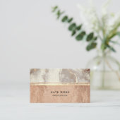 White Grey Carrara Marble Roos Gold Makeup Copper Visitekaartje (Staand voorkant)