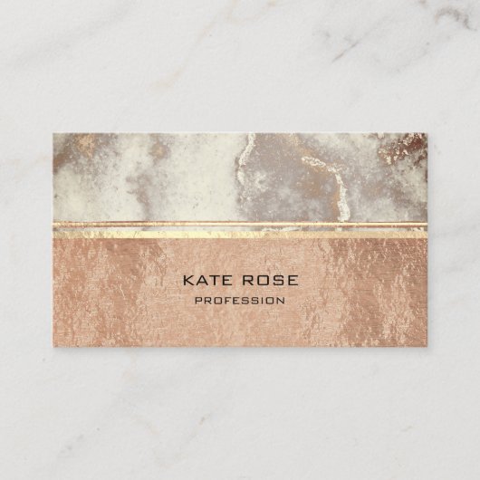White Grey Carrara Marble Roos Gold Makeup Copper Visitekaartje (Voorkant)