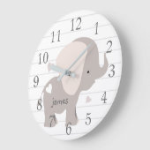 White Grey Elephant Nursery Wall Clock Grote Klok (Hoek)