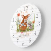White Grey Fawn Bunny Nursery Decor Wall klok (Hoek)