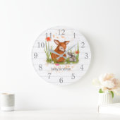 White Grey Fawn Bunny Nursery Decor Wall klok (Huis)