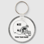 White Grey Football Helmet Silver Border Sleutelhanger (Voorkant)