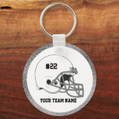 White Grey Football Helmet Silver Border Sleutelhanger (Voorkant)