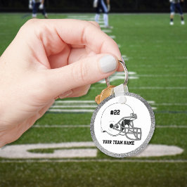 White Grey Football Helmet Silver Border Sleutelhanger