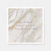 White Grey Gold Abstract Stone Marble Wedding Servet (Voorkant)