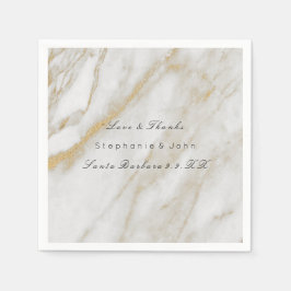 White Grey Gold Abstract Stone Marble Wedding Servet
