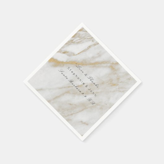 White Grey Gold Abstract Stone Marble Wedding Servet (Hoek)
