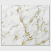 White Grey Gold Glitter Carrara Marble Stone Lux Cadeaupapier (Vlak)