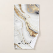 White Grey Gold Marble Elegant Modern Glam Bad Handdoek (Handdoek)