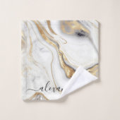 White Grey Gold Marble Elegant Modern Glam Bad Handdoek (Wasdoekje)