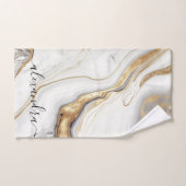 White Grey Gold Marble Elegant Modern Glam Bad Handdoek (Handdoek)