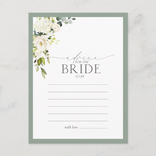 White Grey Green Floral Advice to the Bride Briefkaart (Voorkant)