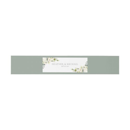 White Grey Green Floral Waterverf Wedding Invitat Uitnodigingen Wikkel (Vlak)