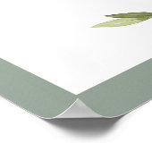 White Grey Green Floral Waterverf zonder stopconta Poster (Hoek)