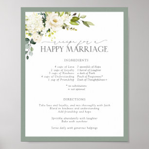 White Grey Green Recipe for a Happy Marriage Poster